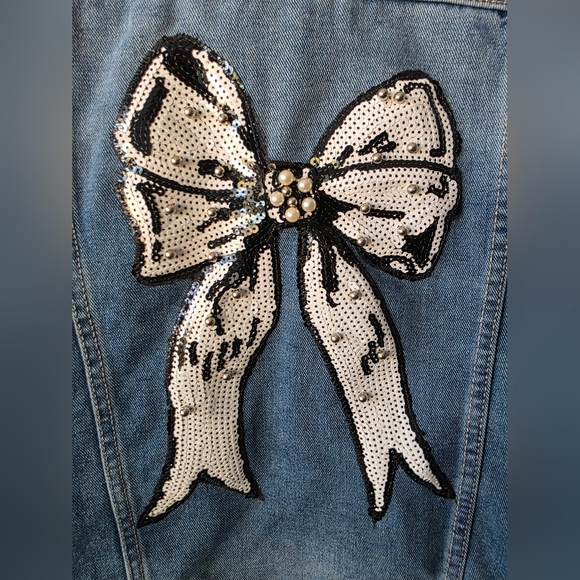 Ali Dee Western Sequin Bow Denim Jacket ✨ Glam Cowgirl Coquette - Picture 6 of 12